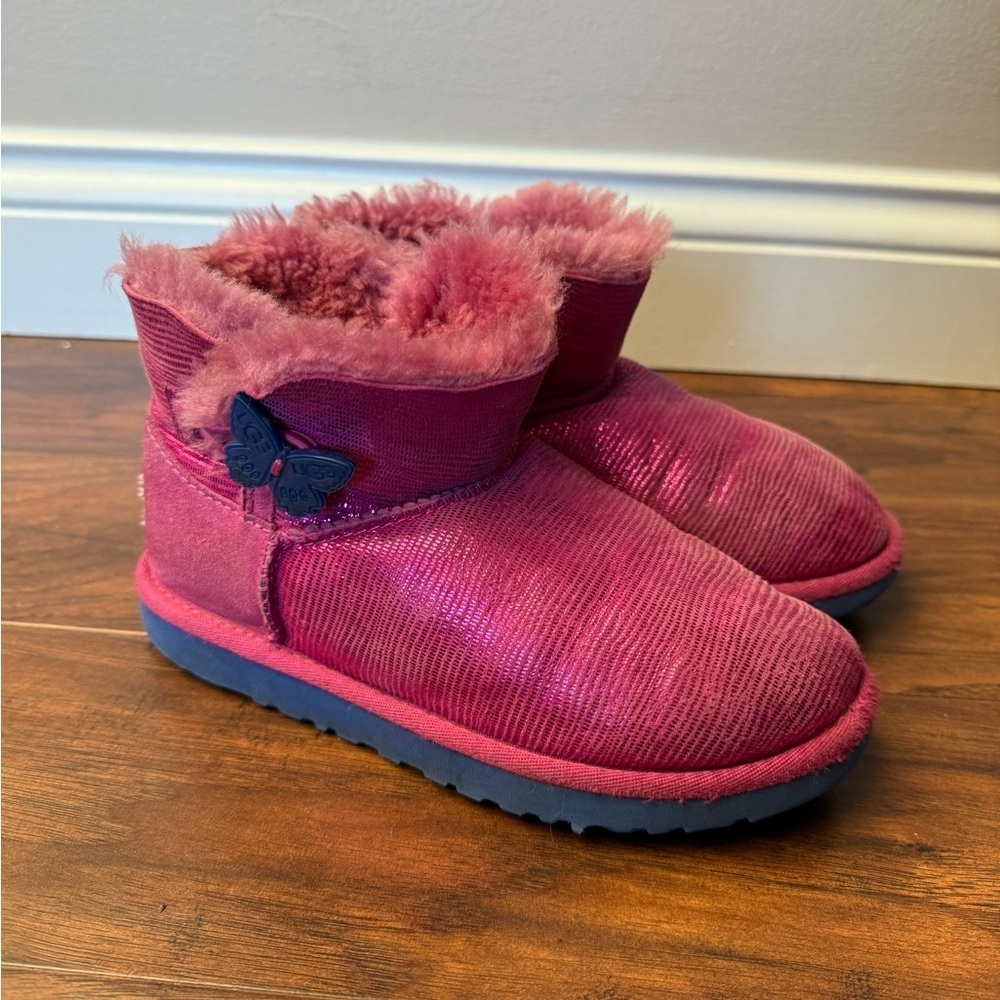 UGG Australia Mini Bailey Button Lizard Boot-Pink and Blue-Size 2 - Picture 14 of 14